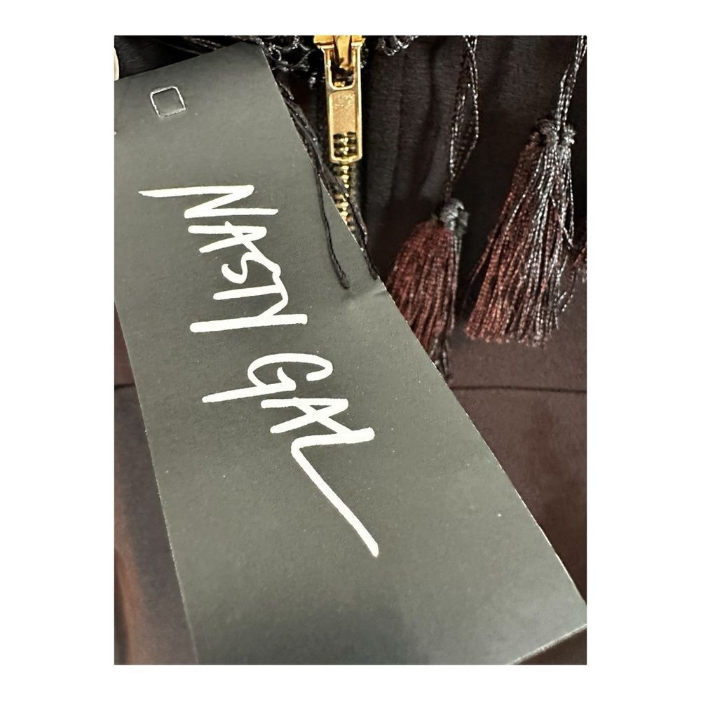NWT Nasty Gal Black Gravity Tassel Dress Size M - Picture 10 of 13